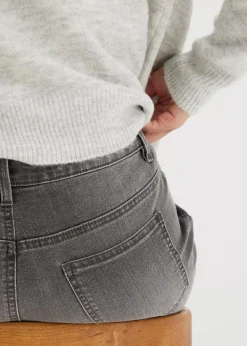 bonprix Jeans|Kurzgrößen^Wide-Leg-Jeans, Mid Waist, Stretch grau denim