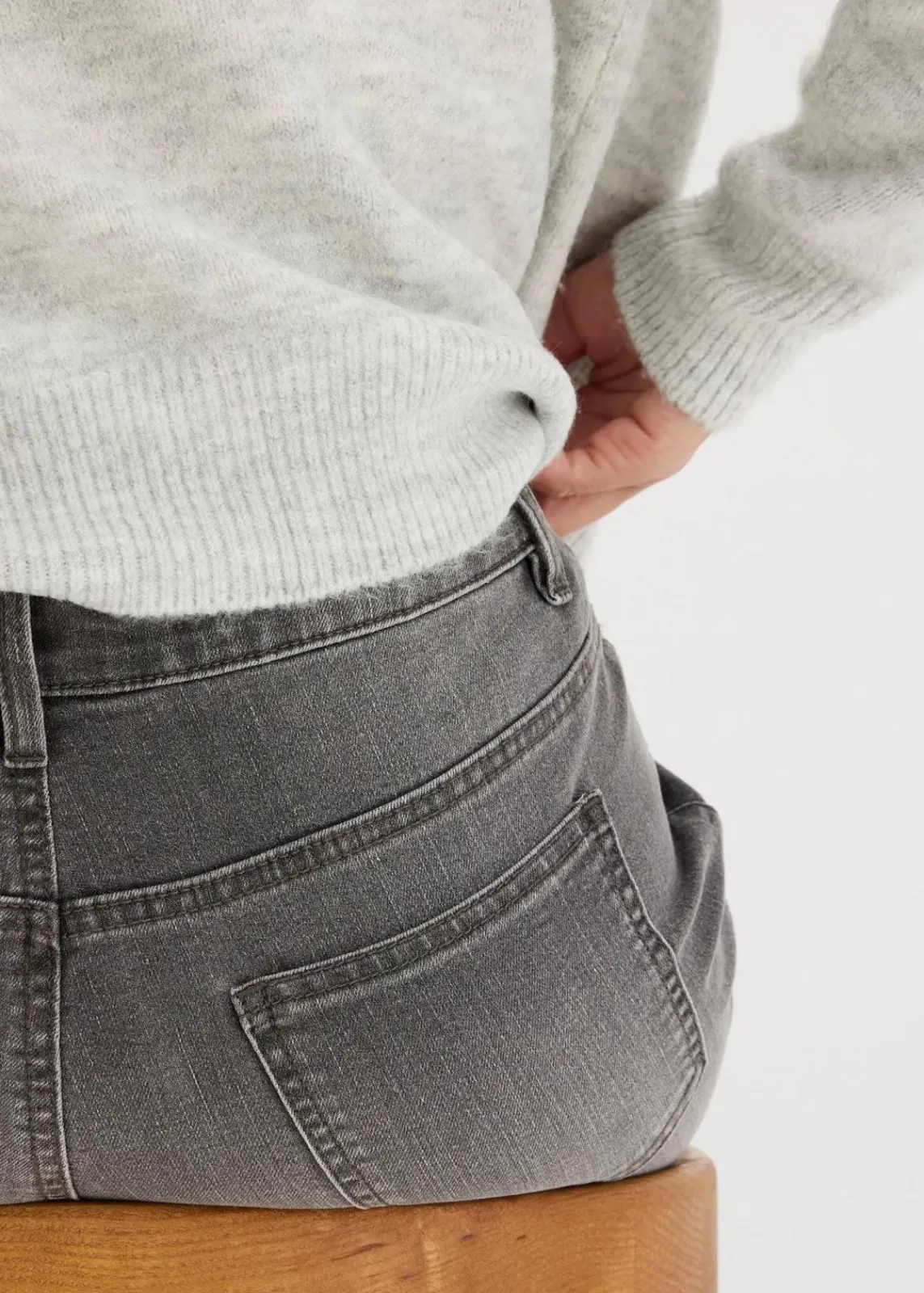 bonprix Jeans|Kurzgrößen^Wide-Leg-Jeans, Mid Waist, Stretch grau denim
