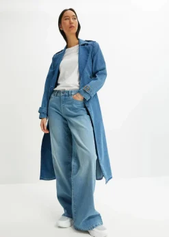 bonprix Jeans|Kurzgrößen^Wide-Leg-Jeans, Mid Waist, Stretch hellblau denim