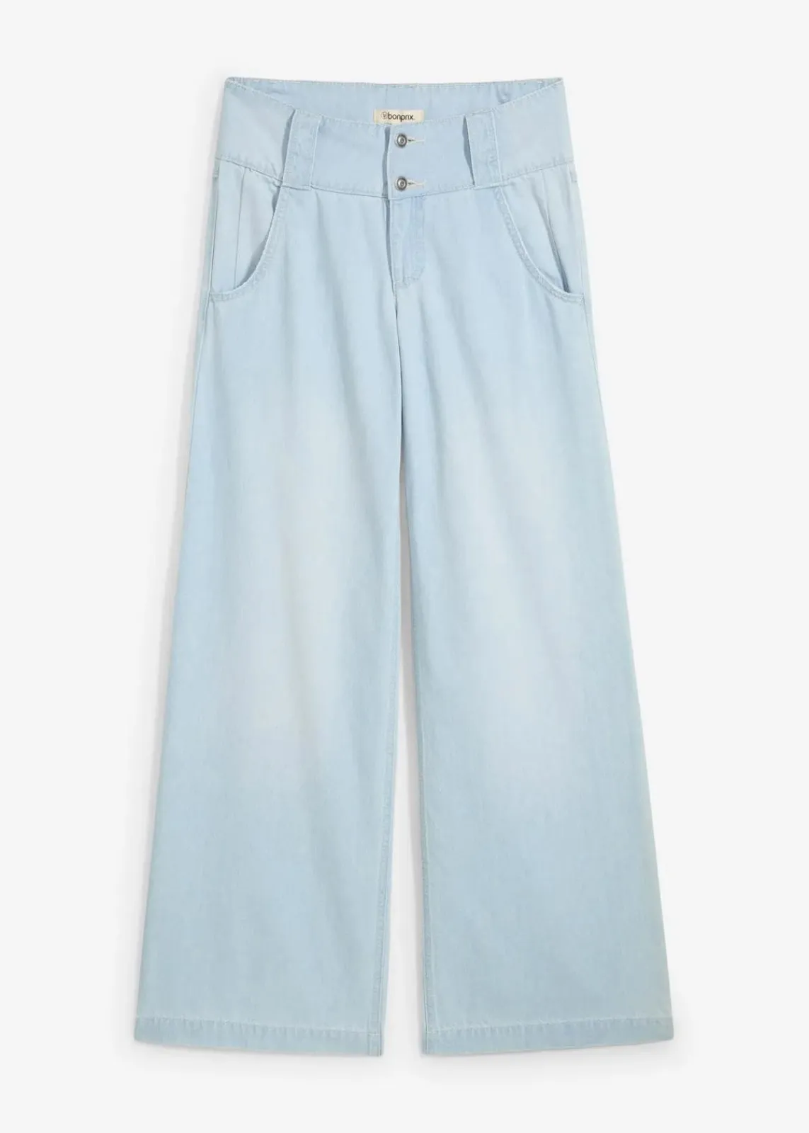 bonprix Bekleidung·Shirts & Tops|Jeans^Wide-Leg-Jeans Mid Waist, Super Soft eisblau denim used
