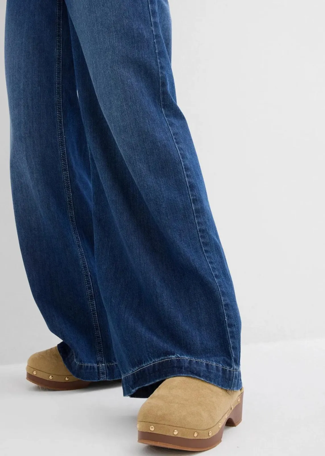 bonprix Jeans|Bekleidung·Shirts & Tops^Wide-Leg-Jeans Mid Waist, Super Soft blau denim used