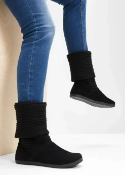 bonprix Gefütterte Winterschuhe|Stiefel^Winter Stiefel schwarz