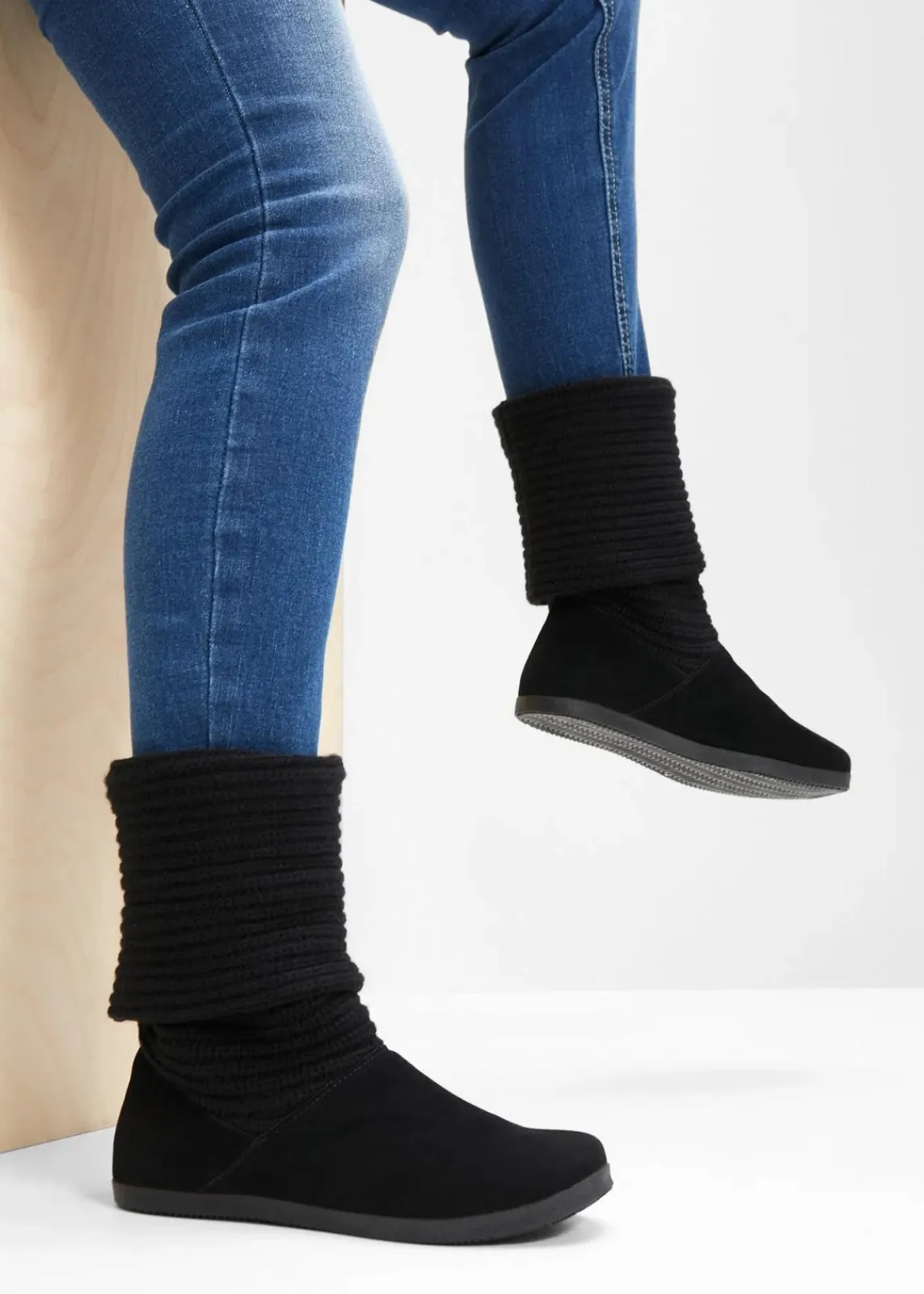 bonprix Gefütterte Winterschuhe|Stiefel^Winter Stiefel schwarz