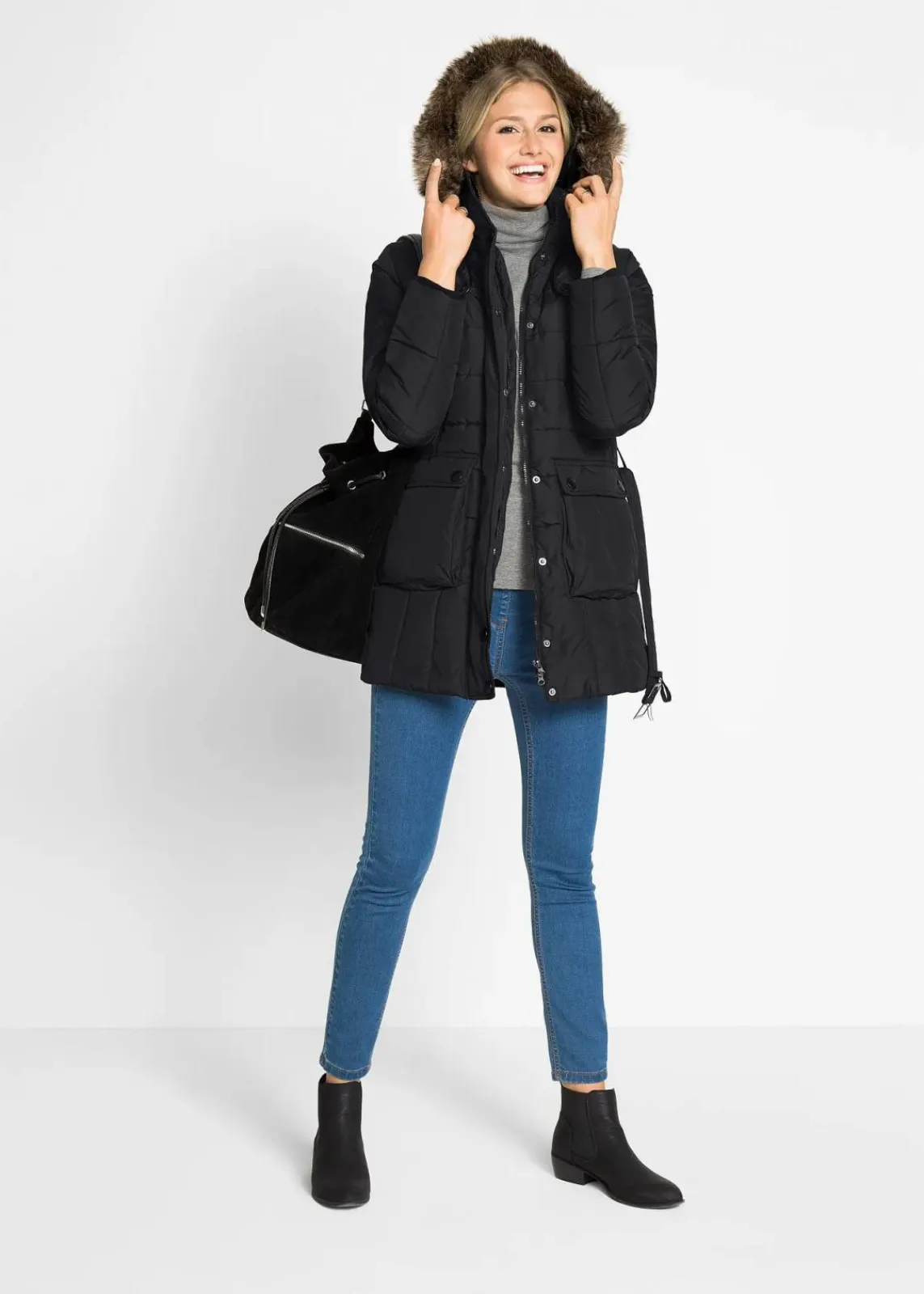 bonprix Bekleidung·Hosen|Jacken & Mäntel^Winterjacke schwarz