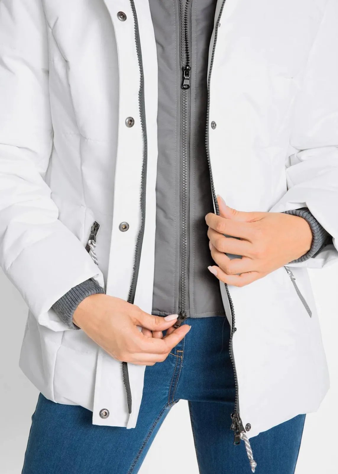 bonprix Jacken & Mäntel|Bekleidung·Hosen^Winterjacke in 2-in1 Optik wollweiß