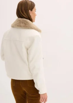 bonprix Jacken & Mäntel|Bekleidung·Hosen^Winterjacke in Wolloptik perlweiß
