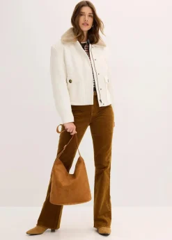 bonprix Jacken & Mäntel|Bekleidung·Hosen^Winterjacke in Wolloptik perlweiß