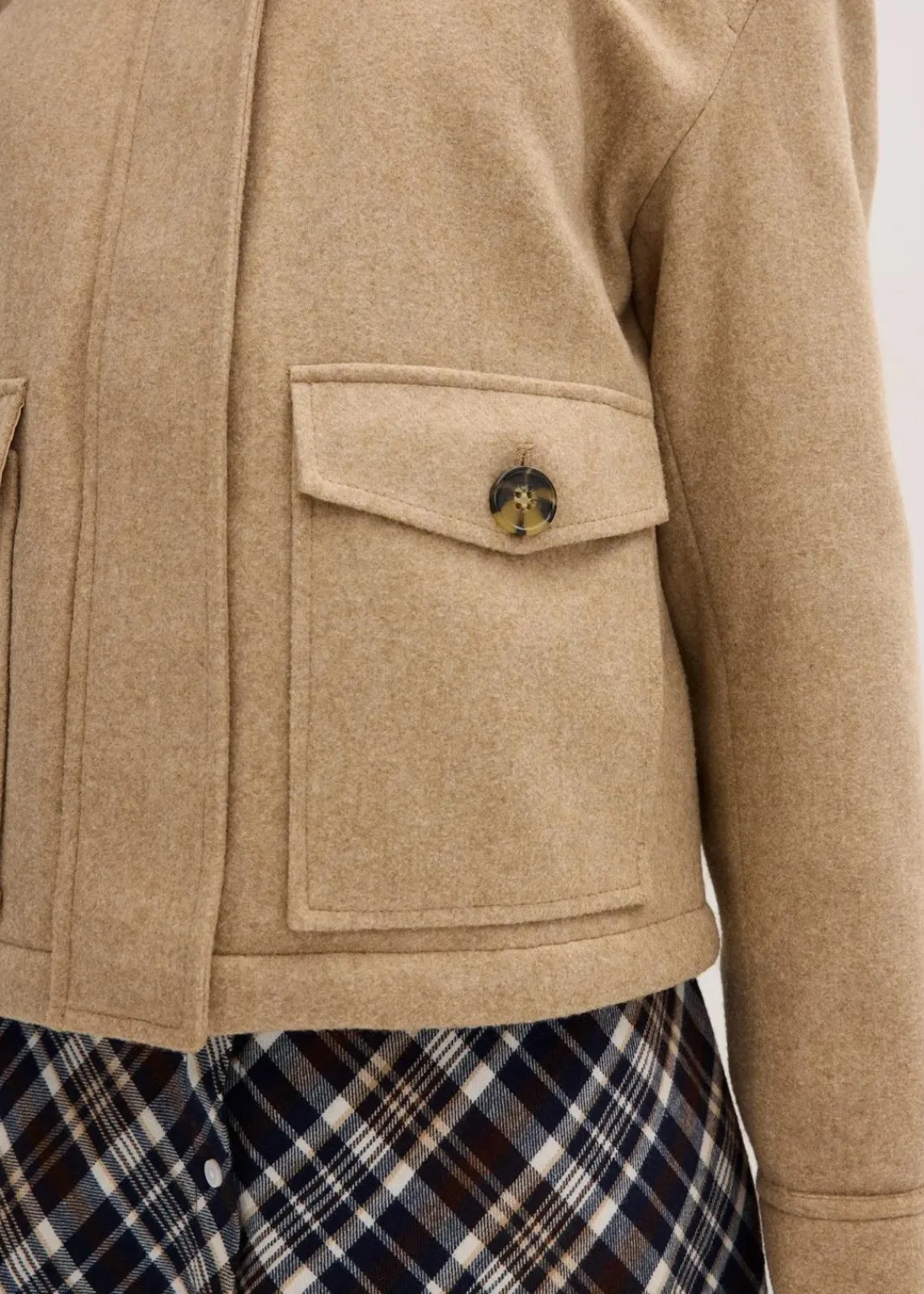 bonprix Bekleidung·Hosen|Jacken & Mäntel^Winterjacke in Wolloptik hellkhaki meliert
