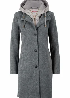 bonprix Bekleidung·Hosen|Jacken & Mäntel^Winter-Kurzmantel in Wolloptik, 2in1 Optik anthrazit