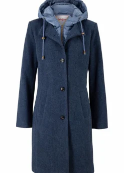 bonprix Jacken & Mäntel|Bekleidung·Hosen^Winter-Kurzmantel in Wolloptik, 2in1 Optik dunkelblau