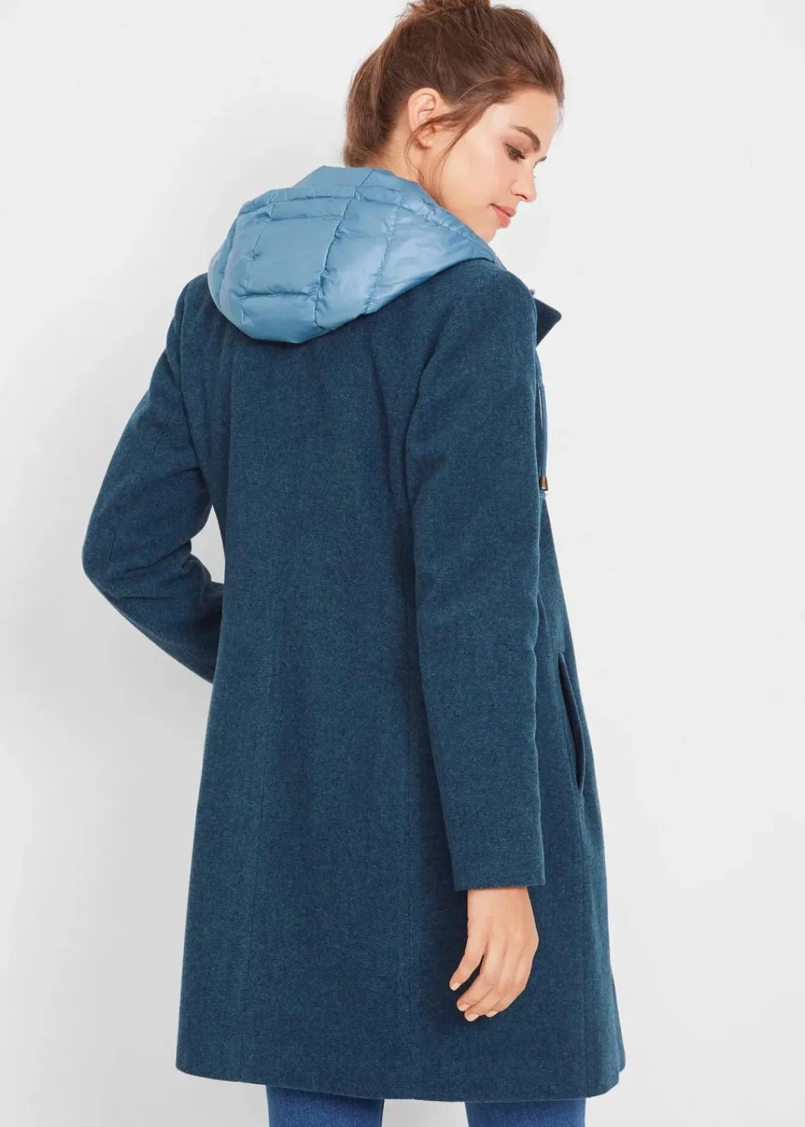 bonprix Jacken & Mäntel|Bekleidung·Hosen^Winter-Kurzmantel in Wolloptik, 2in1 Optik dunkelblau