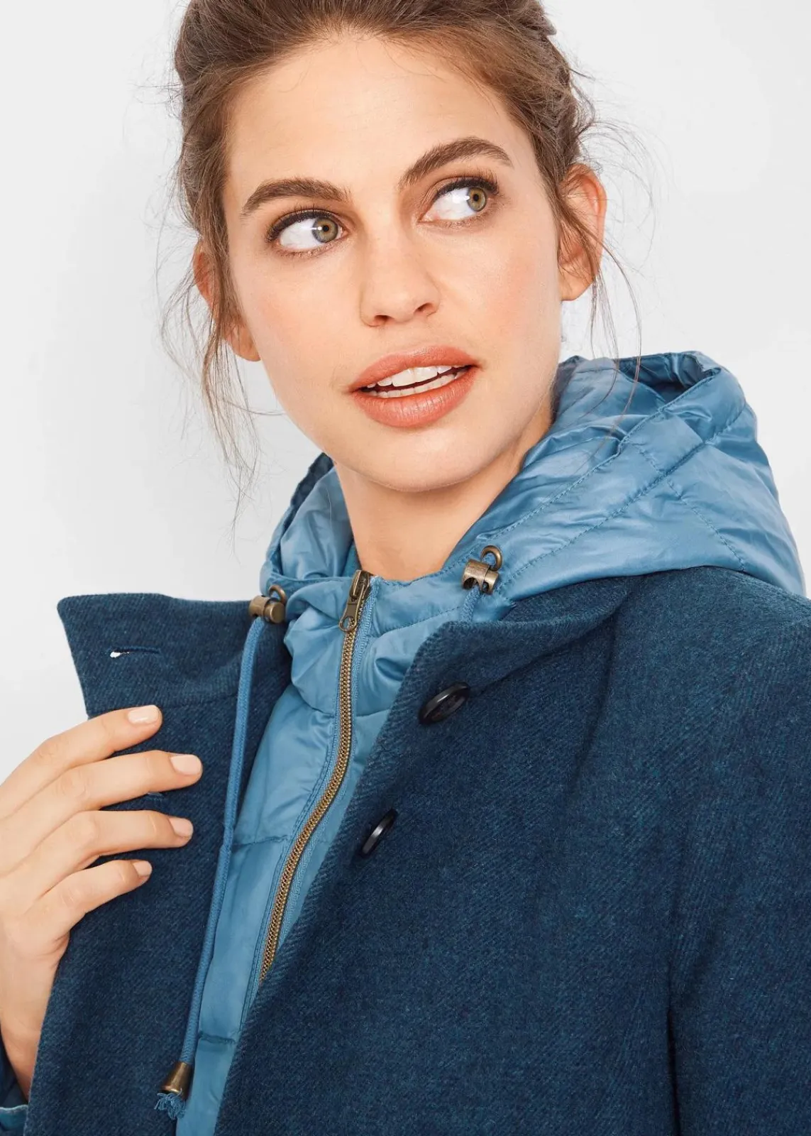 bonprix Jacken & Mäntel|Bekleidung·Hosen^Winter-Kurzmantel in Wolloptik, 2in1 Optik dunkelblau
