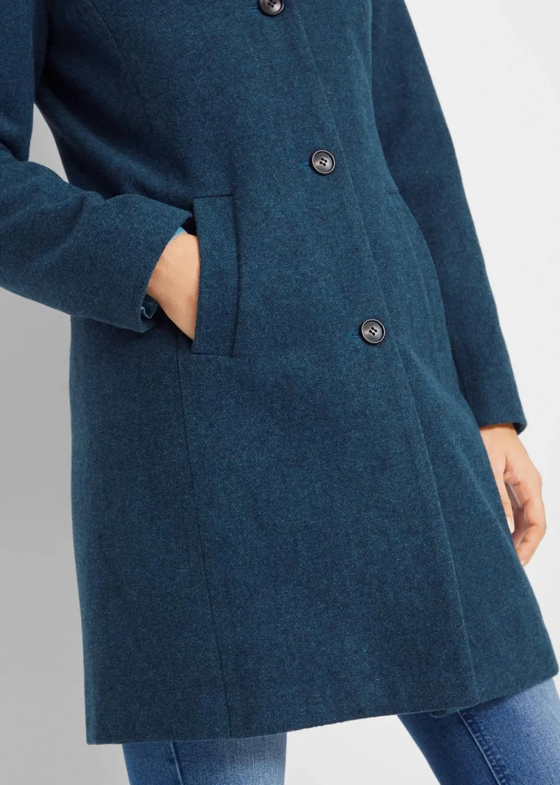 bonprix Jacken & Mäntel|Bekleidung·Hosen^Winter-Kurzmantel in Wolloptik, 2in1 Optik dunkelblau