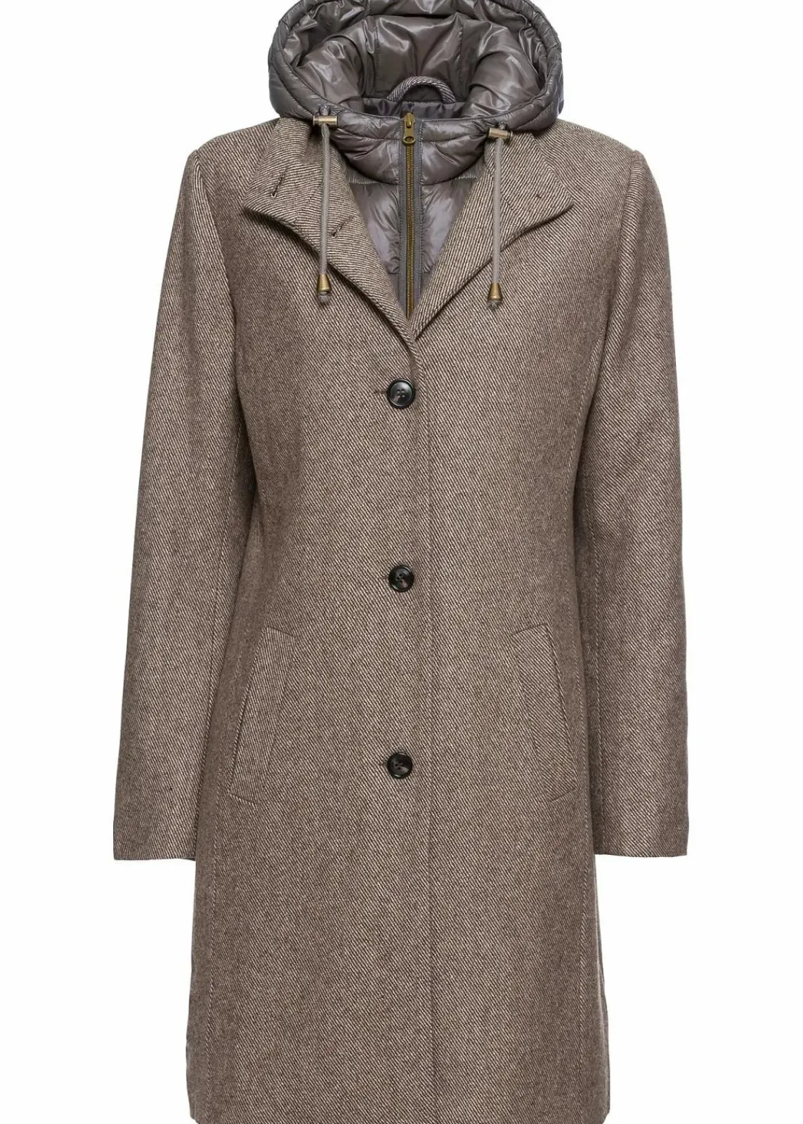 bonprix Jacken & Mäntel|Bekleidung·Hosen^Winter-Kurzmantel in Wolloptik, 2in1 Optik schilfbeige