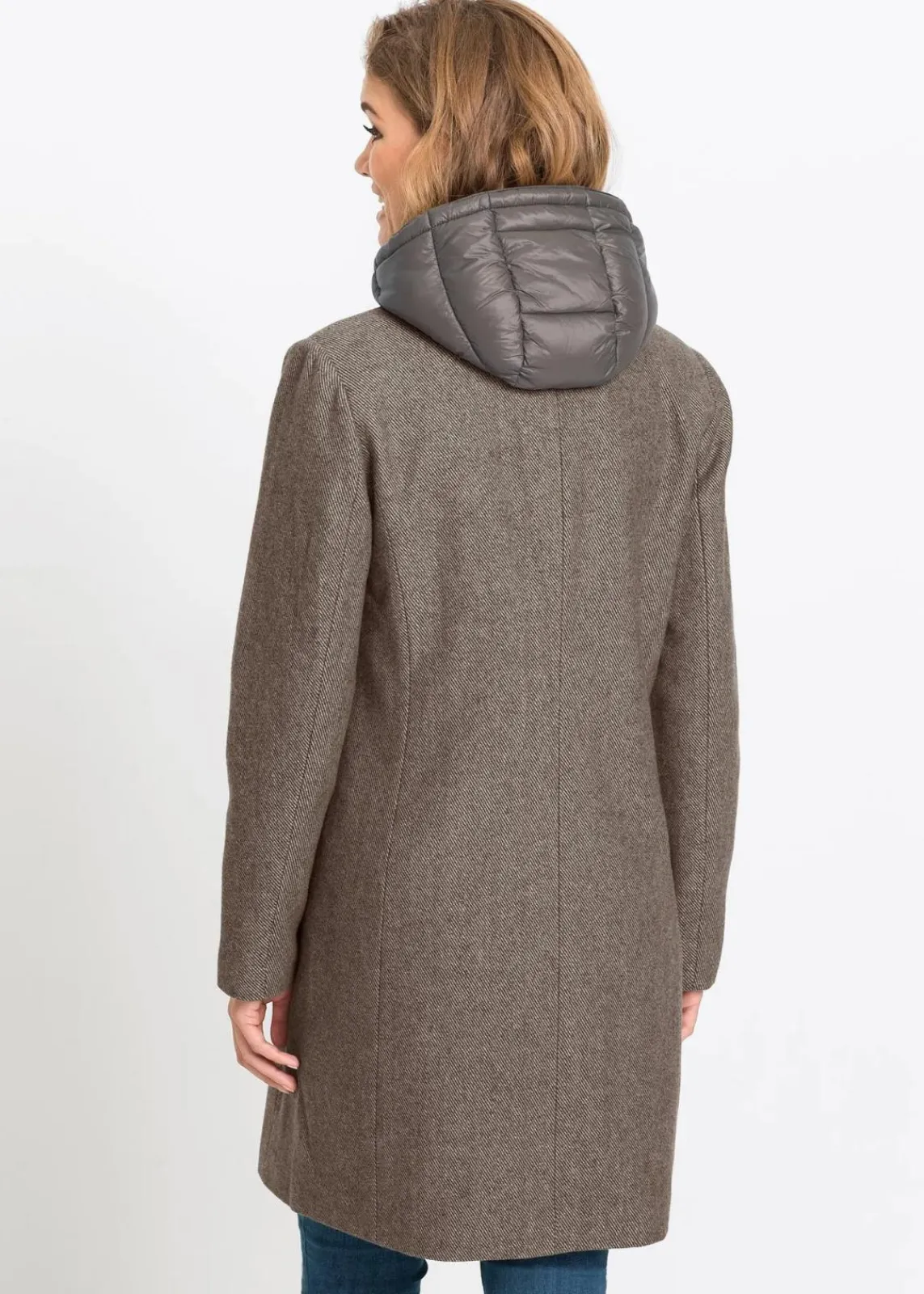 bonprix Jacken & Mäntel|Bekleidung·Hosen^Winter-Kurzmantel in Wolloptik, 2in1 Optik schilfbeige