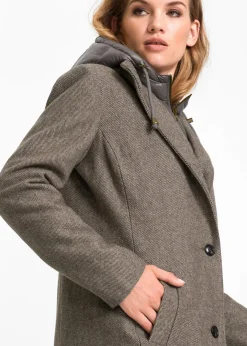 bonprix Jacken & Mäntel|Bekleidung·Hosen^Winter-Kurzmantel in Wolloptik, 2in1 Optik schilfbeige
