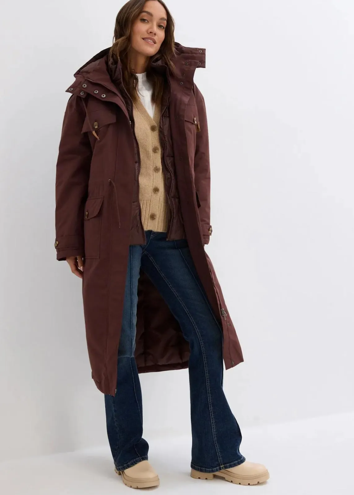 bonprix Jacken & Mäntel|Bekleidung·Hosen^Wintermantel, 2in1 Optik terrabraun