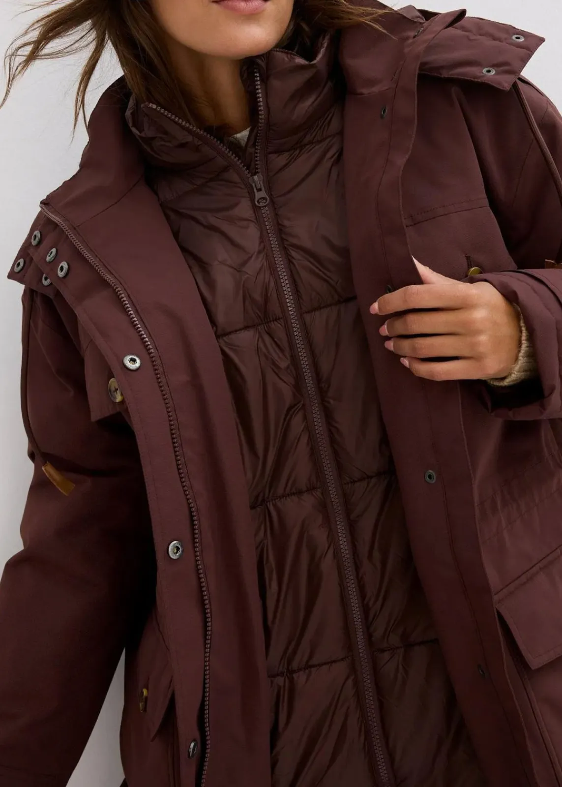 bonprix Jacken & Mäntel|Bekleidung·Hosen^Wintermantel, 2in1 Optik terrabraun