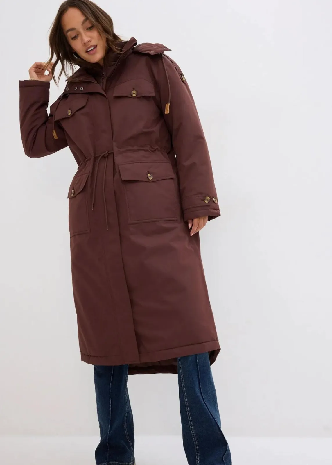 bonprix Jacken & Mäntel|Bekleidung·Hosen^Wintermantel, 2in1 Optik terrabraun