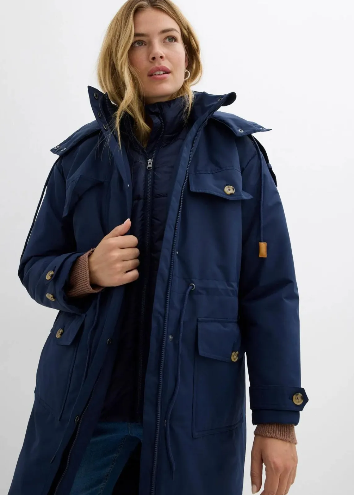 bonprix Bekleidung·Hosen|Jacken & Mäntel^Wintermantel, 2in1 Optik dunkelblau
