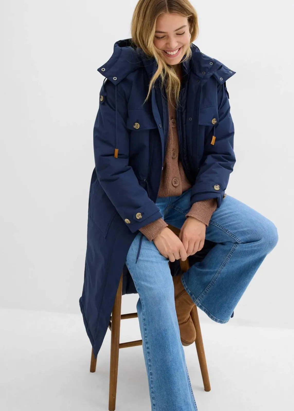 bonprix Bekleidung·Hosen|Jacken & Mäntel^Wintermantel, 2in1 Optik dunkelblau