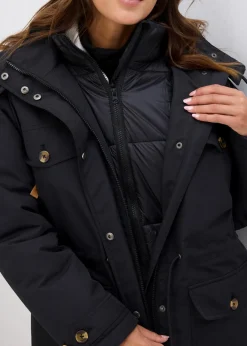 bonprix Jacken & Mäntel|Bekleidung·Hosen^Wintermantel, 2in1 Optik schwarz