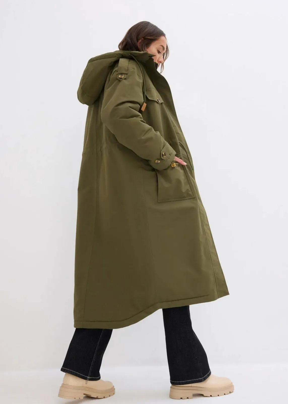 bonprix Jacken & Mäntel|Bekleidung·Hosen^Wintermantel, 2in1 Optik dunkeloliv
