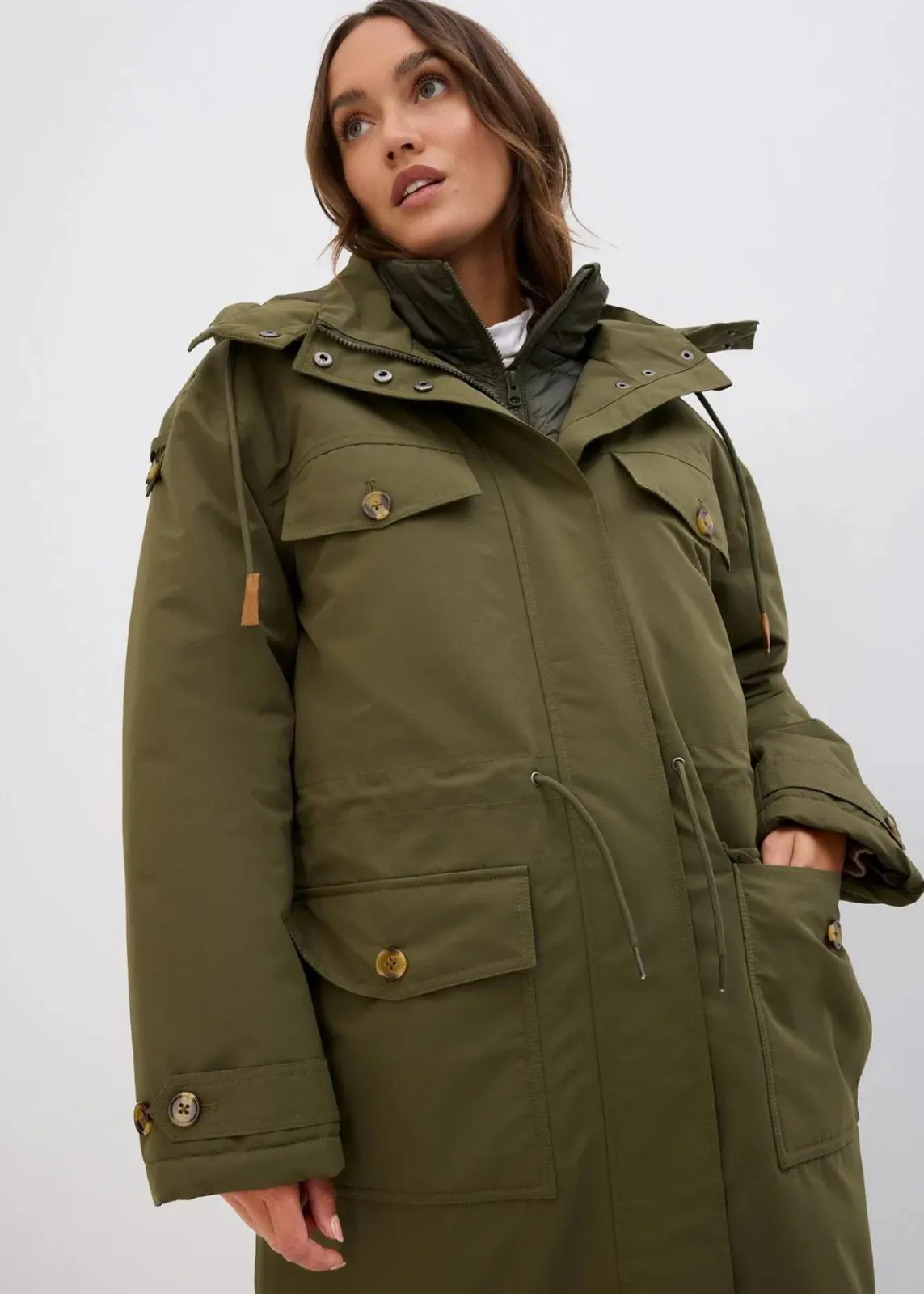 bonprix Jacken & Mäntel|Bekleidung·Hosen^Wintermantel, 2in1 Optik dunkeloliv