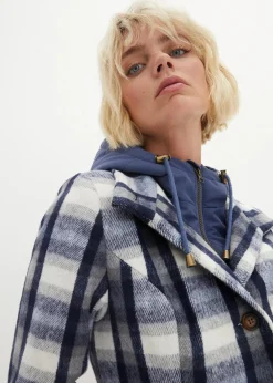 bonprix Bekleidung·Hosen|Jacken & Mäntel^Winter-Mantel, 2in1 Optik indigo/grau kariert