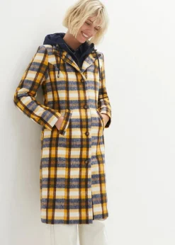 bonprix Jacken & Mäntel|Bekleidung·Hosen^Winter-Mantel, 2in1 Optik dunkelblau/honig kariert
