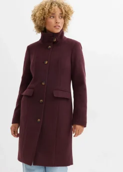 bonprix Jacken & Mäntel|Bekleidung·Hosen^Wintermantel, 2in1 Optik dunkelbeere meliert