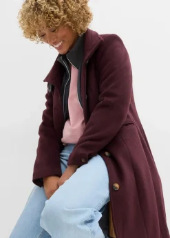bonprix Jacken & Mäntel|Bekleidung·Hosen^Wintermantel, 2in1 Optik dunkelbeere meliert