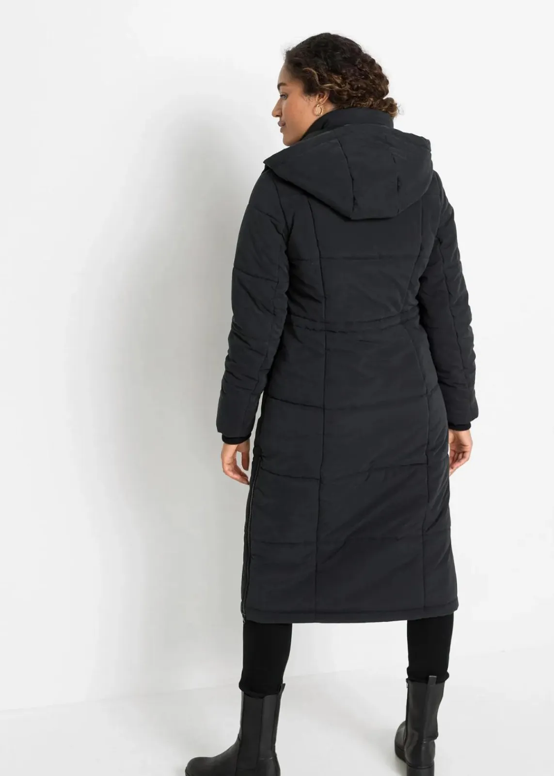 bonprix Bekleidung·Hosen|Jacken & Mäntel^Wintermantel mit seitlichen Reißverschlüssen schwarz