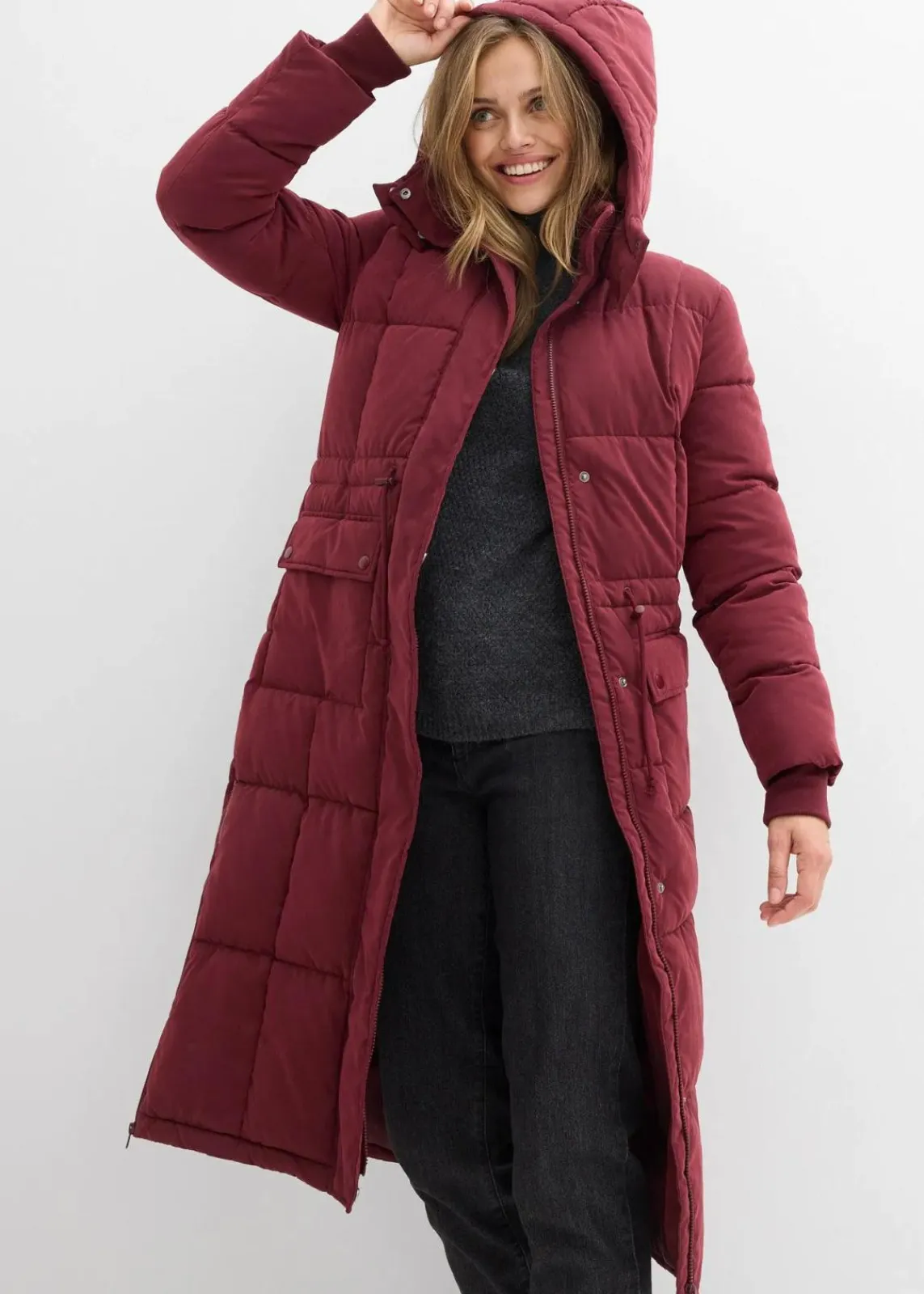 bonprix Jacken & Mäntel|Bekleidung·Hosen^Wintermantel mit seitlichen Reißverschlüssen dunkelbeere