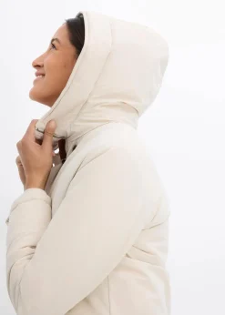bonprix Jacken & Mäntel|Bekleidung·Hosen^Wintermantel mit Teddyfell in der Kapuze kieselbeige