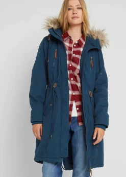 bonprix Bekleidung·Hosen|Jacken & Mäntel^Winterparka mit Fellimitat-Kapuze dunkelblau