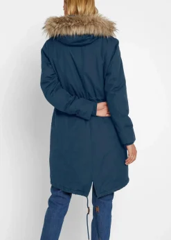 bonprix Bekleidung·Hosen|Jacken & Mäntel^Winterparka mit Fellimitat-Kapuze dunkelblau