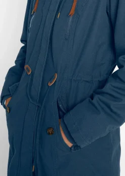 bonprix Bekleidung·Hosen|Jacken & Mäntel^Winterparka mit Fellimitat-Kapuze dunkelblau