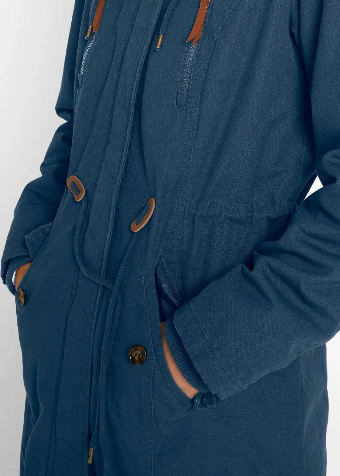bonprix Bekleidung·Hosen|Jacken & Mäntel^Winterparka mit Fellimitat-Kapuze dunkelblau