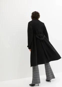 bonprix Bekleidung·Hosen|Jacken & Mäntel^Winter-Trenchcoat in Wolloptik schwarz