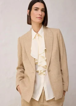 bonprix Bekleidung·Basics|Nachhaltigere Materialien^Wollblazer mit Fischgratmuster naturbeige meliert