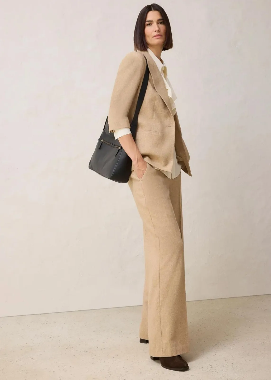 bonprix Bekleidung·Basics|Nachhaltigere Materialien^Wollblazer mit Fischgratmuster naturbeige meliert