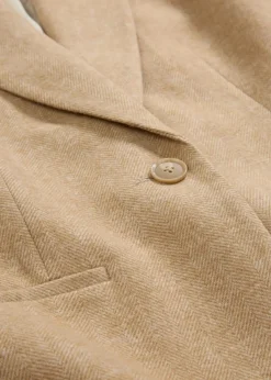 bonprix Bekleidung·Basics|Nachhaltigere Materialien^Wollblazer mit Fischgratmuster naturbeige meliert