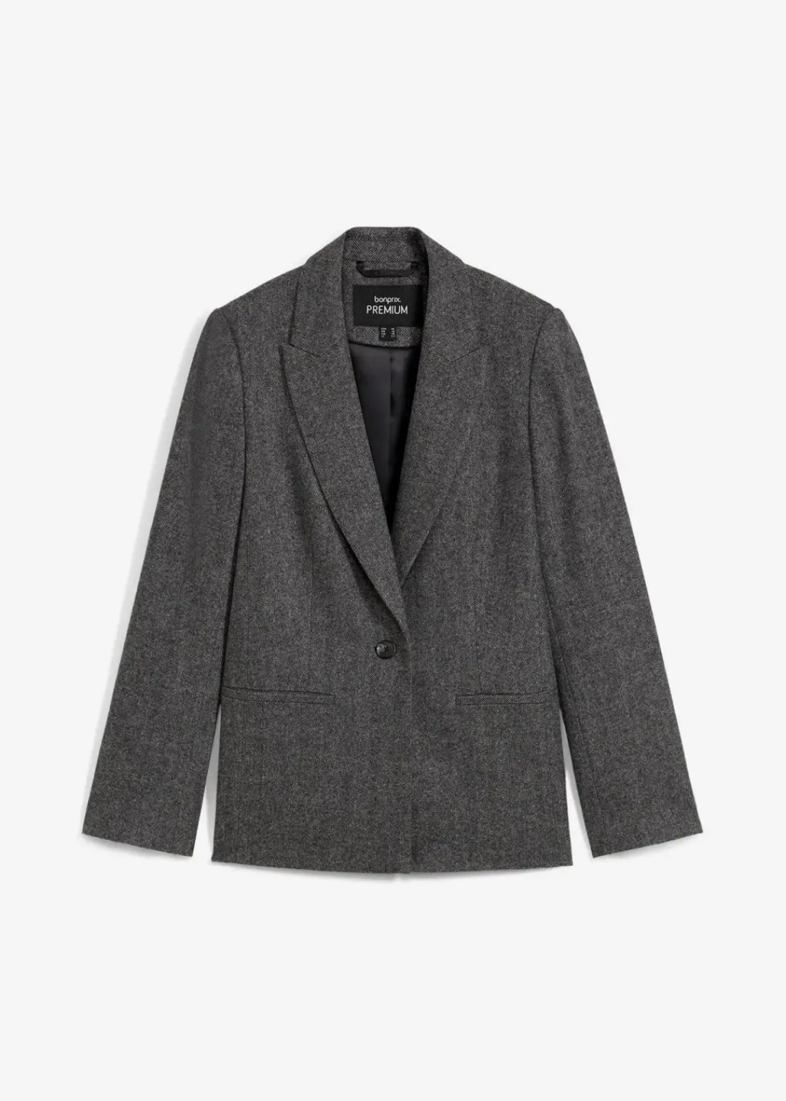 bonprix Bekleidung·Basics|Nachhaltigere Materialien^Wollblazer mit Fischgratmuster mittelgrau meliert