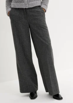 bonprix Bekleidung·Kleider|Hosen^Wollhose mit Fischgratmuster mittelgrau meliert
