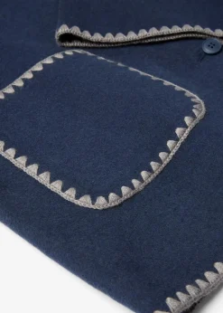 bonprix Bekleidung·Hosen|Jacken & Mäntel^Wolljacke mit Zierstickerei (2tlg. Set mit Schal) dunkelblau