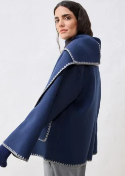 bonprix Bekleidung·Hosen|Jacken & Mäntel^Wolljacke mit Zierstickerei (2tlg. Set mit Schal) dunkelblau