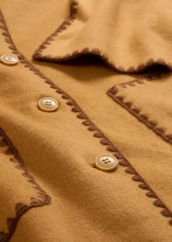 bonprix Jacken & Mäntel|Bekleidung·Hosen^Wolljacke mit Zierstickerei (2tlg. Set mit Schal) haselnuss