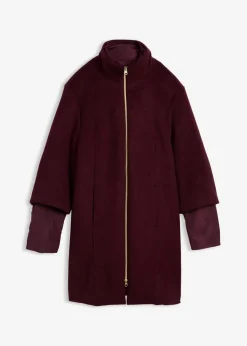 bonprix Bekleidung·Hosen|Jacken & Mäntel^Wollmantel mit Daunen-Innenjacke (2tlg. Set) weinrot