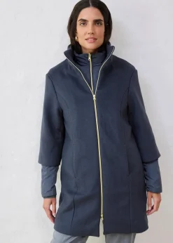 bonprix Jacken & Mäntel|Bekleidung·Hosen^Wollmantel mit Daunen-Innenjacke (2tlg. Set) nachtblau